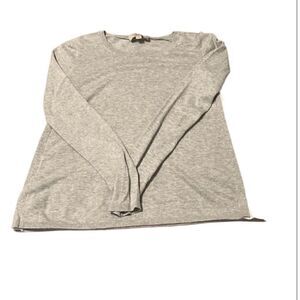 Loft size small long sleeve grey sweater with white lace inset on sides EUC